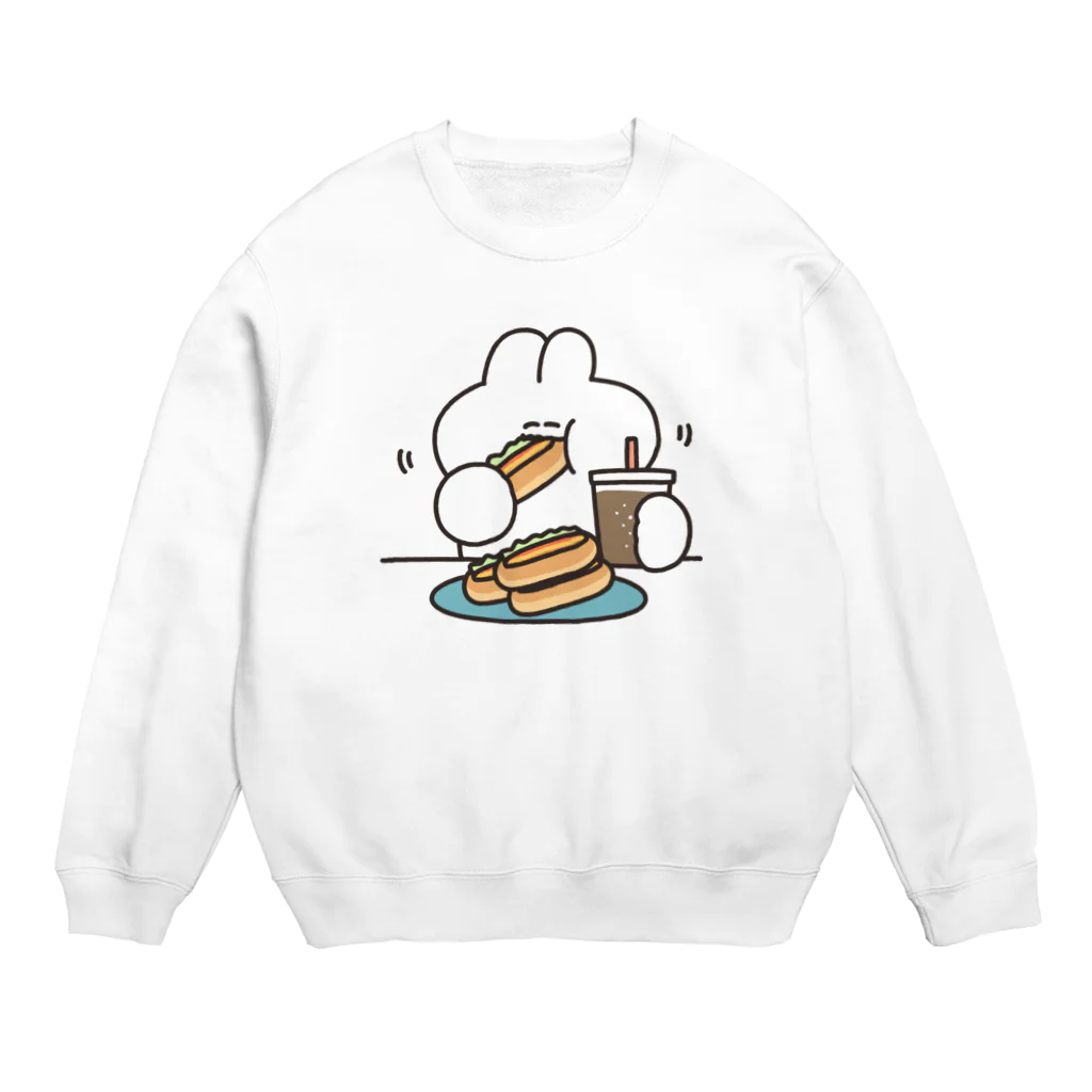 ナポリのSUZURIのホットドックとうさちゃん Crew Neck Sweatshirt