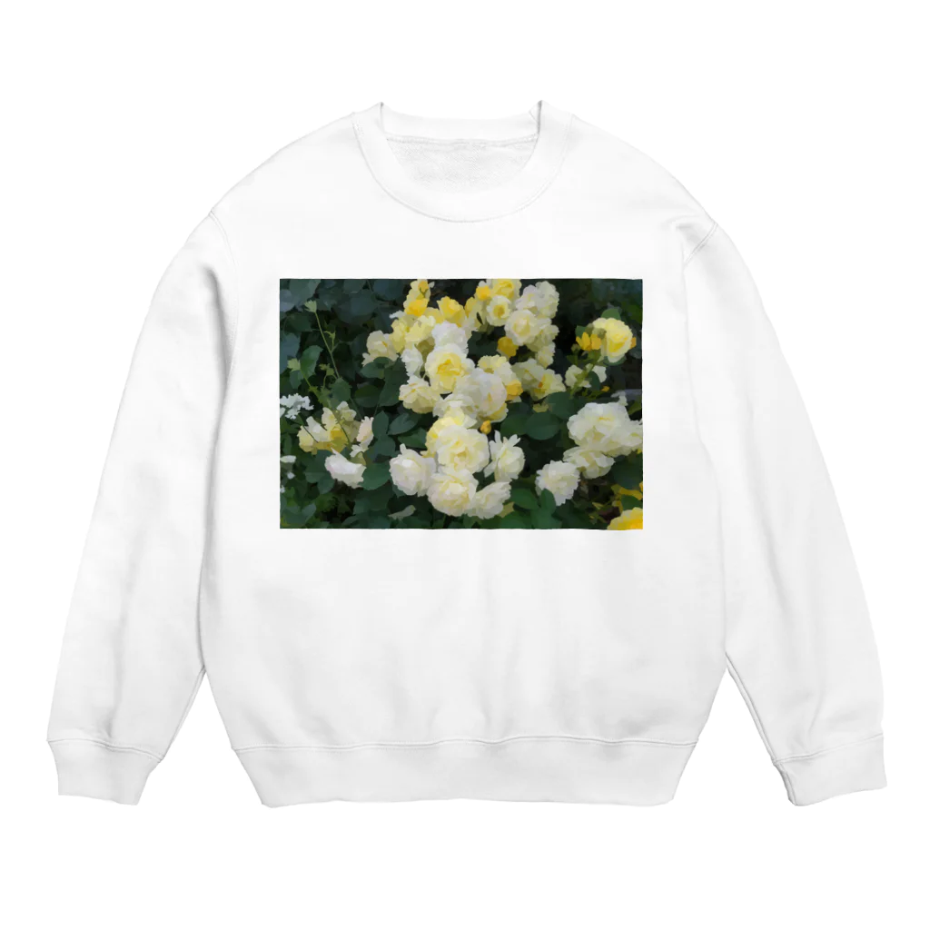 bitpiyoの黄色い薔薇の花 Crew Neck Sweatshirt