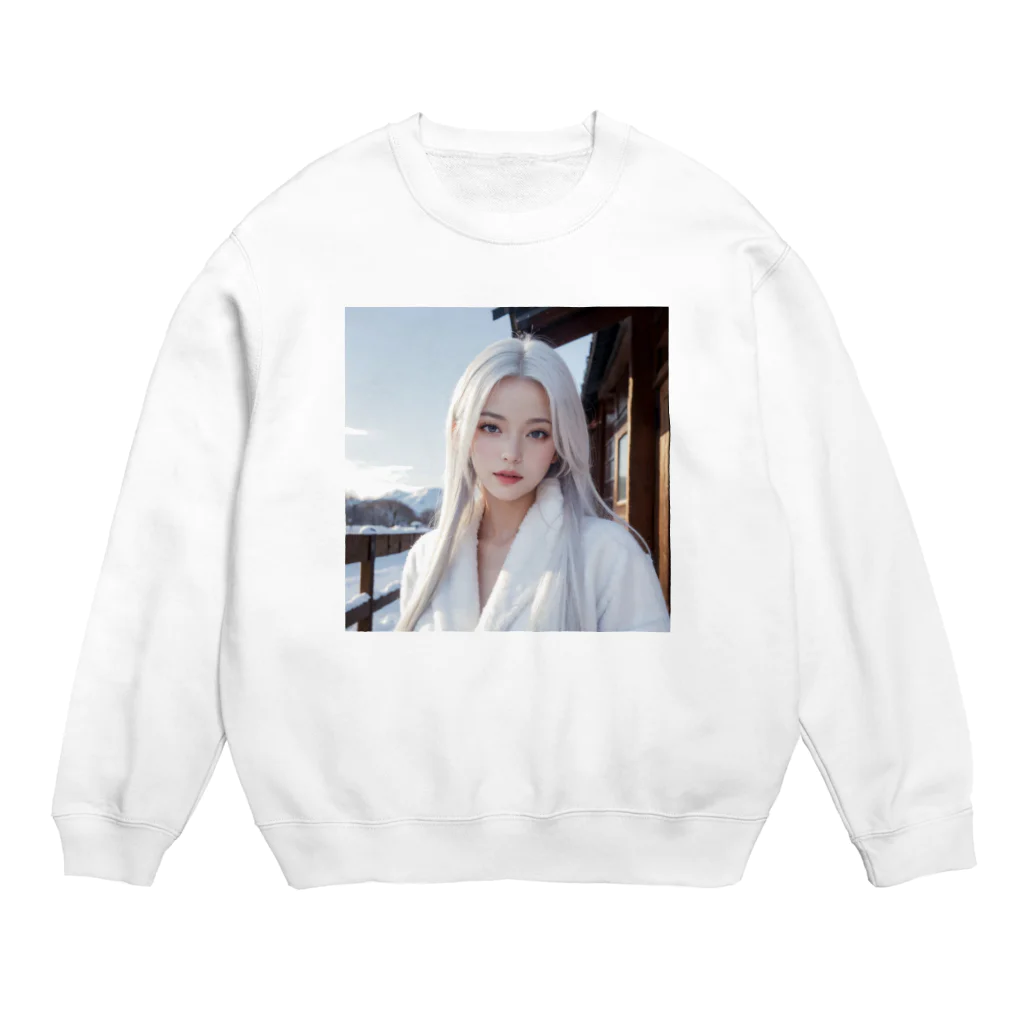 AI goddessの日本の冬・山奥に住む女性 Crew Neck Sweatshirt