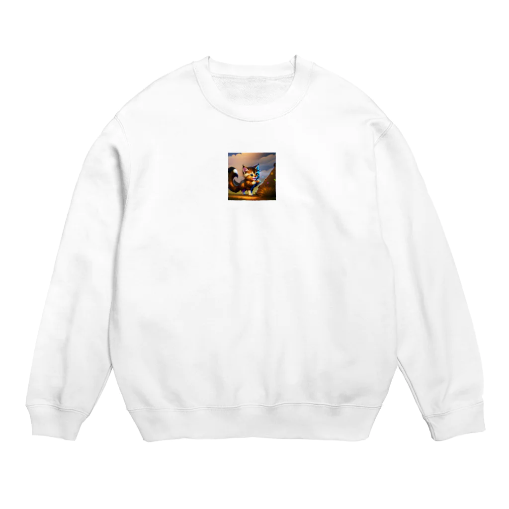 隣の越後屋の威嚇したのに可愛い子猫 Crew Neck Sweatshirt