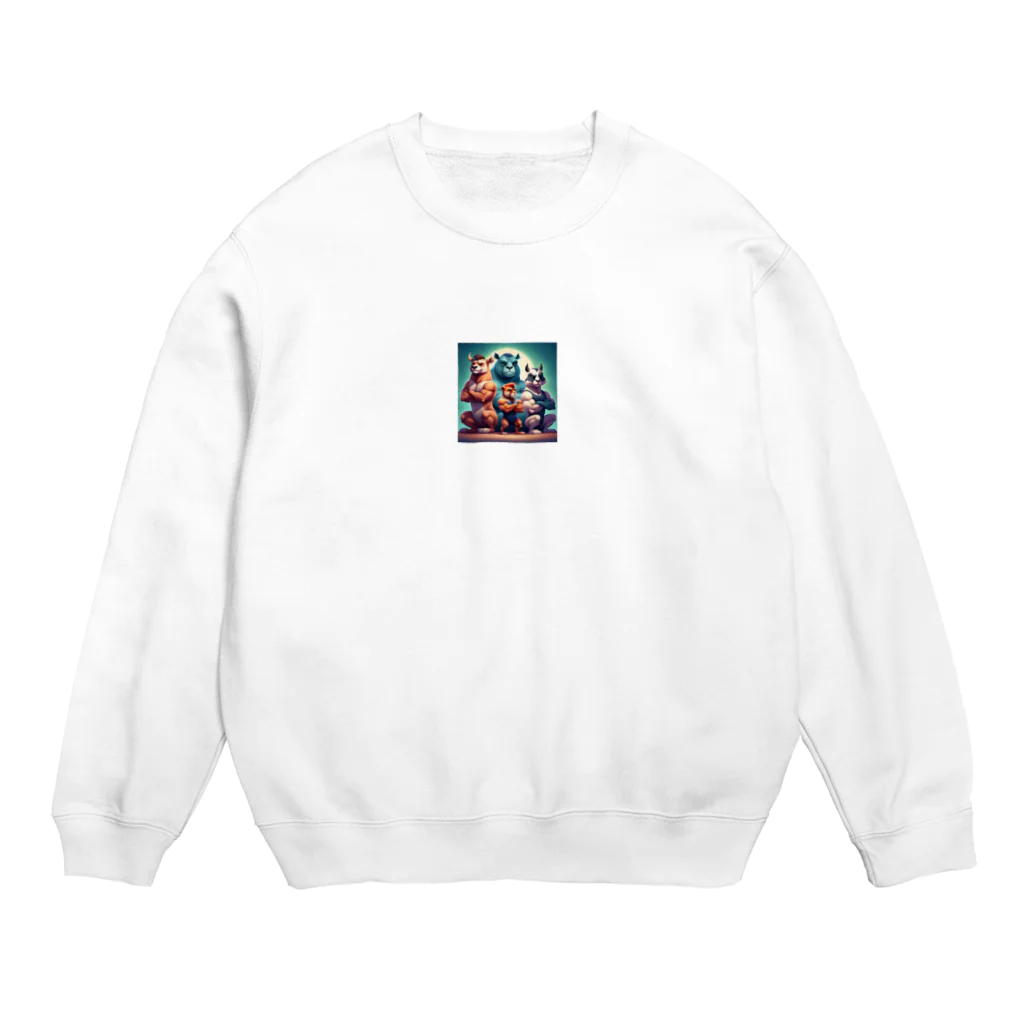 さぼりのあっくまんのきんにくごはんアニマルズ❤✨ Crew Neck Sweatshirt