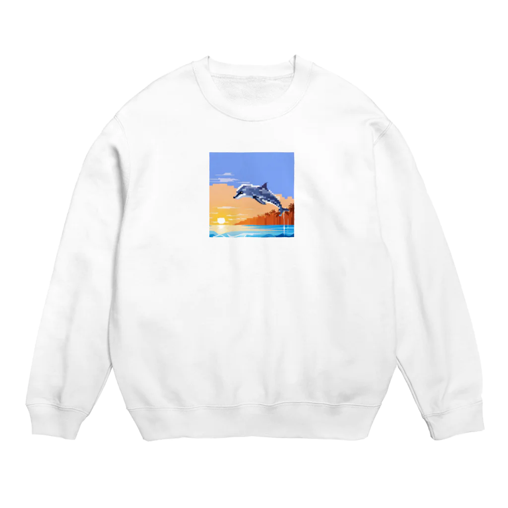 kein-keinのドット絵のイルカ Crew Neck Sweatshirt