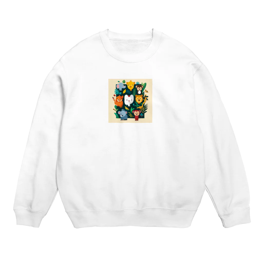 itacyoko(AIイラスト屋)の動物の楽園 Crew Neck Sweatshirt