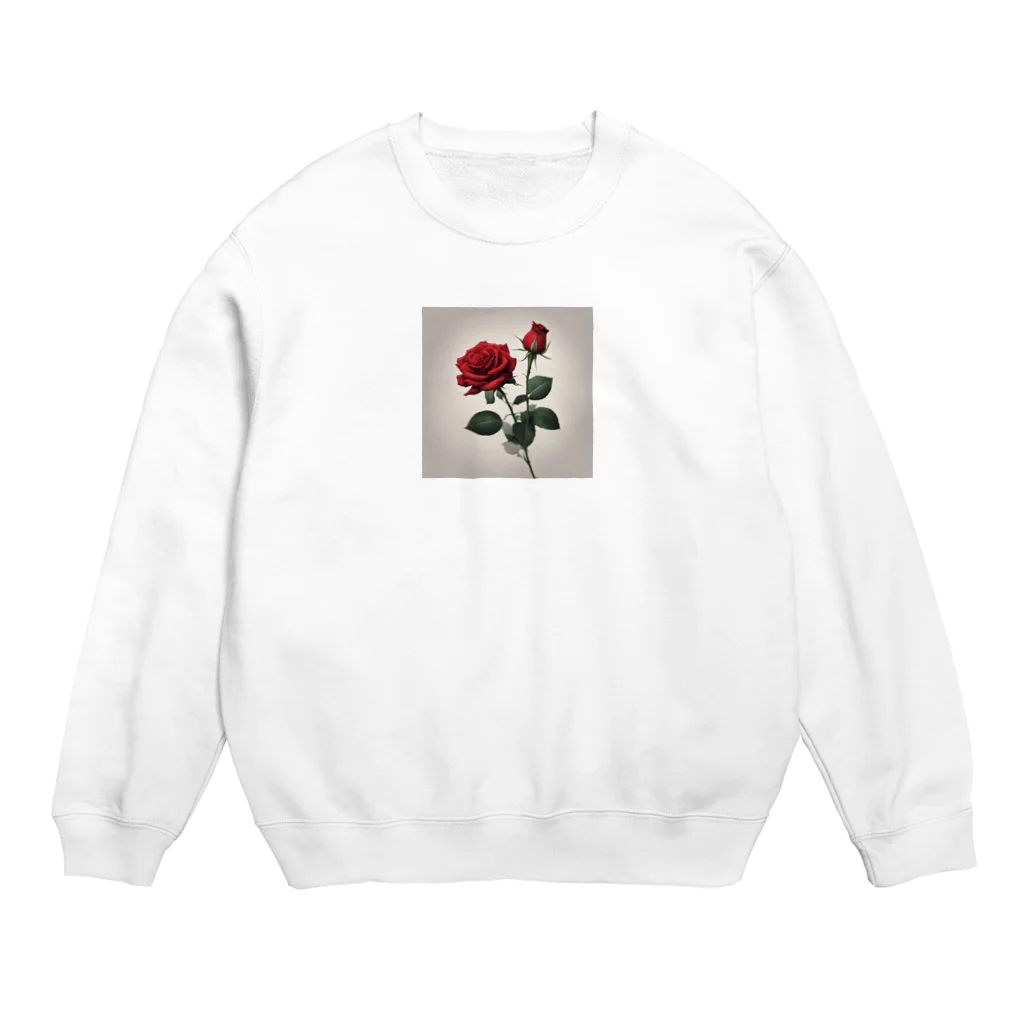 ごんの1本の赤い薔薇のイラストグッズ Crew Neck Sweatshirt