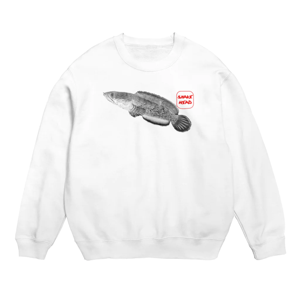 サイトーさん家の我が家のスネークヘッド　魚拓風 Crew Neck Sweatshirt