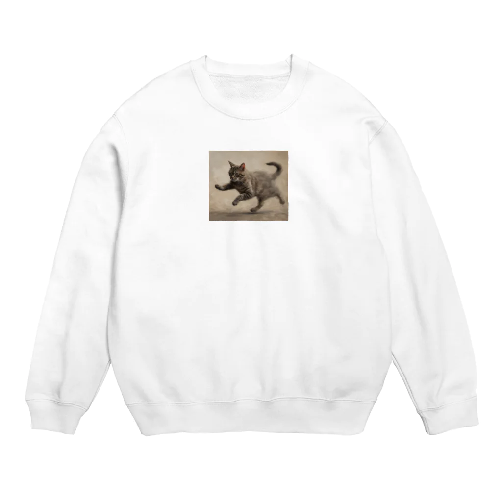 TAIYO 猫好きの猫のダッシュアート Crew Neck Sweatshirt