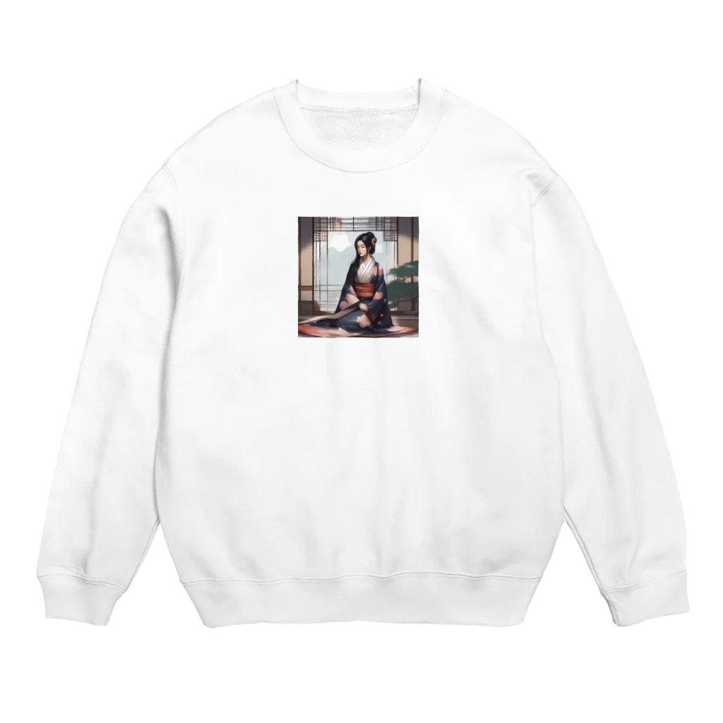 ワンダーワールド・ワンストップの浴衣を着た黑髪ロングヘアの綺麗な女性③ Crew Neck Sweatshirt