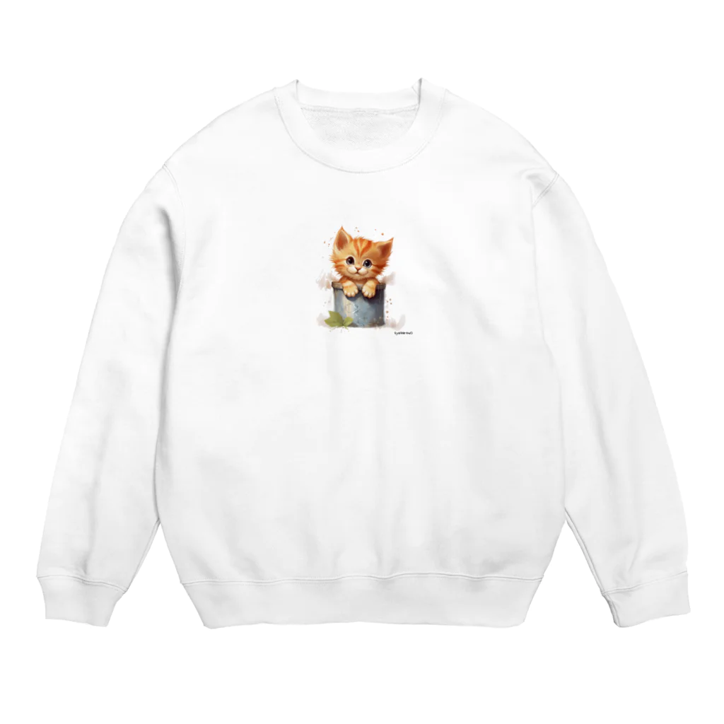 The Triplets Kkittensの三つ子ネコのアプル Crew Neck Sweatshirt