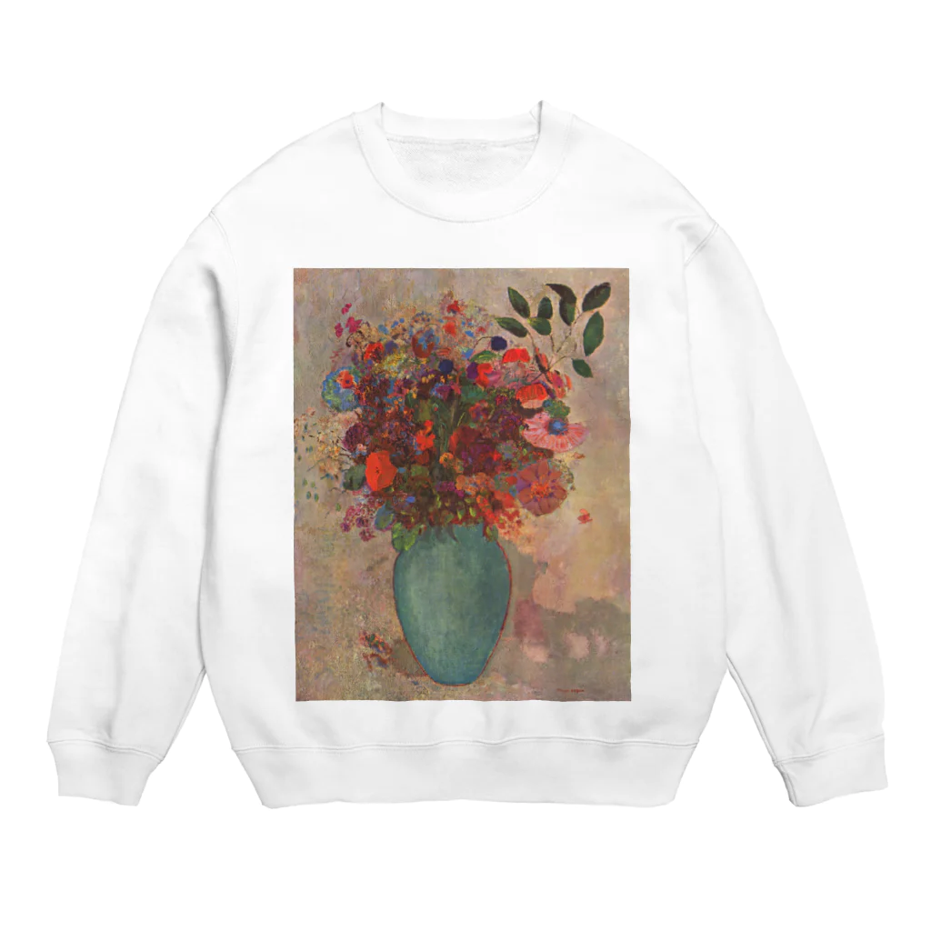 世界美術商店のトルコ石色の花瓶の花 /  The turquoise vase Crew Neck Sweatshirt