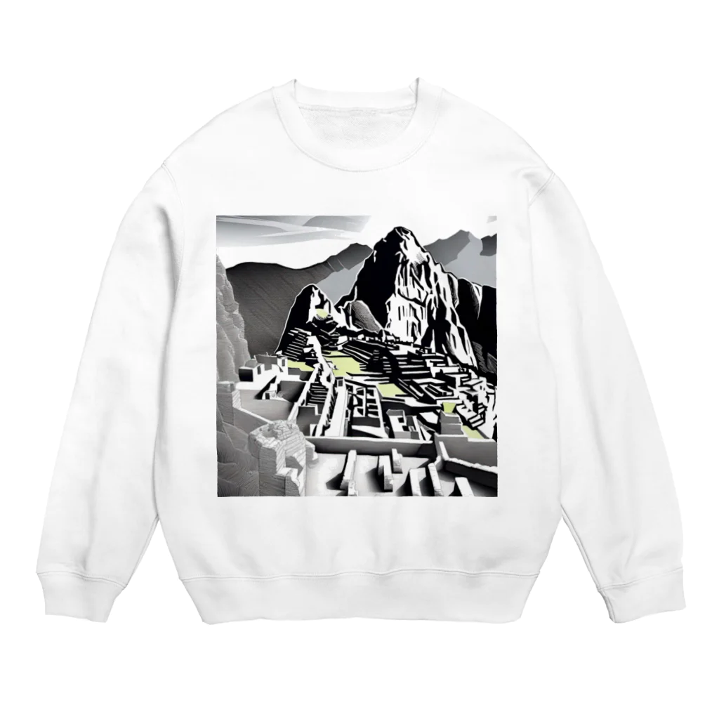 YoMiTの有名な観光スポットをイメージした画像：マチュピチュ（メキシコ） Crew Neck Sweatshirt