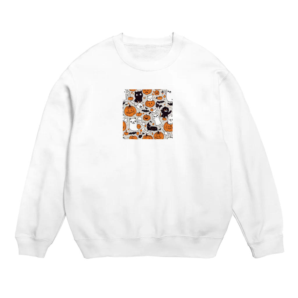 猫猫猫のハロウィン　猫　かぼちゃ Crew Neck Sweatshirt