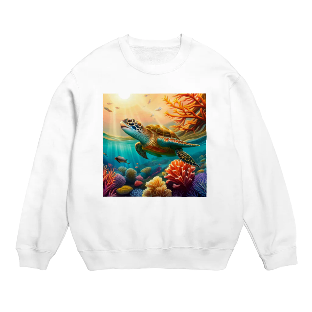 ぶーたんのウミガメ Crew Neck Sweatshirt