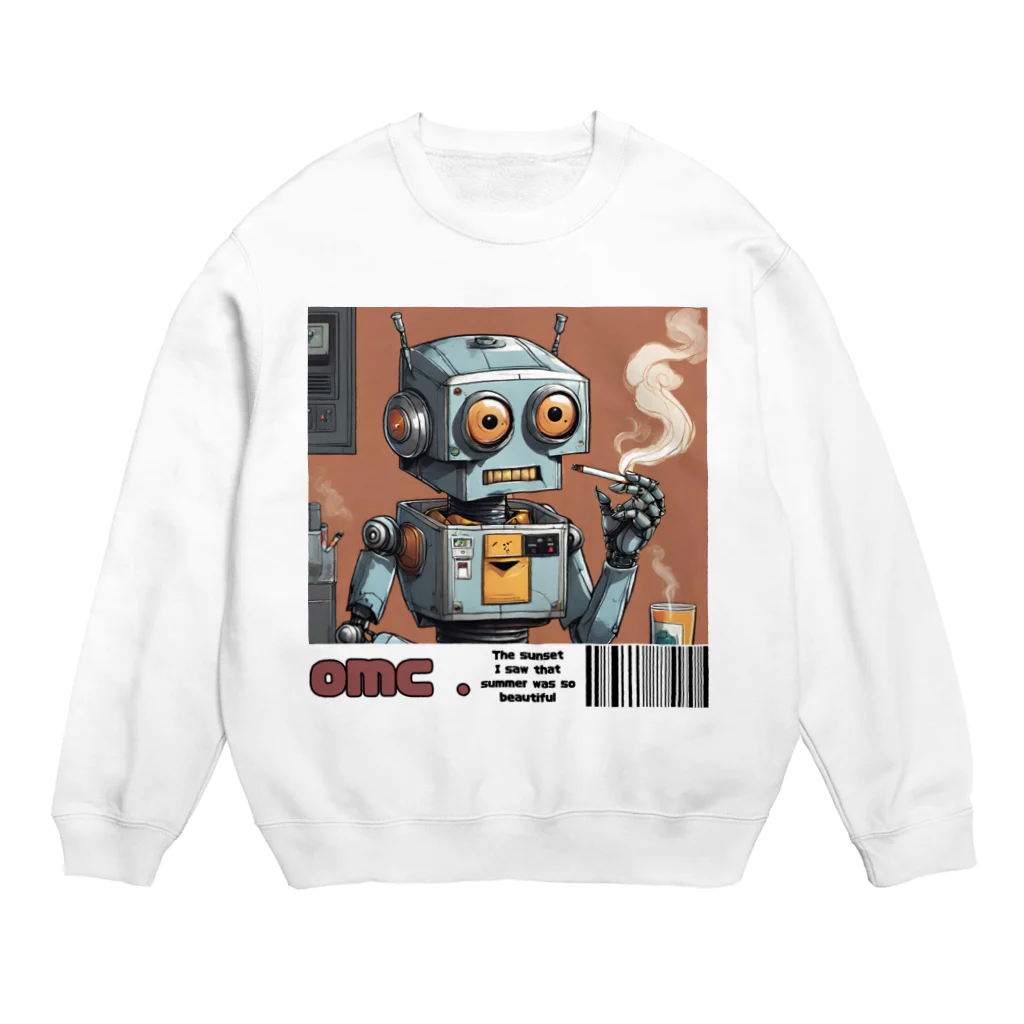 おもちショップの一服ロボくん Crew Neck Sweatshirt