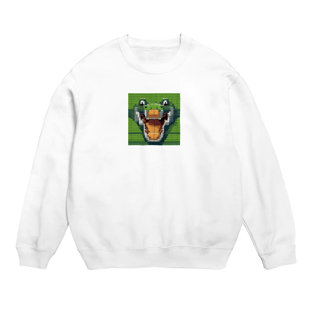 wonderful-lifeのピクセルで描かれたクールなワニ Crew Neck Sweatshirt