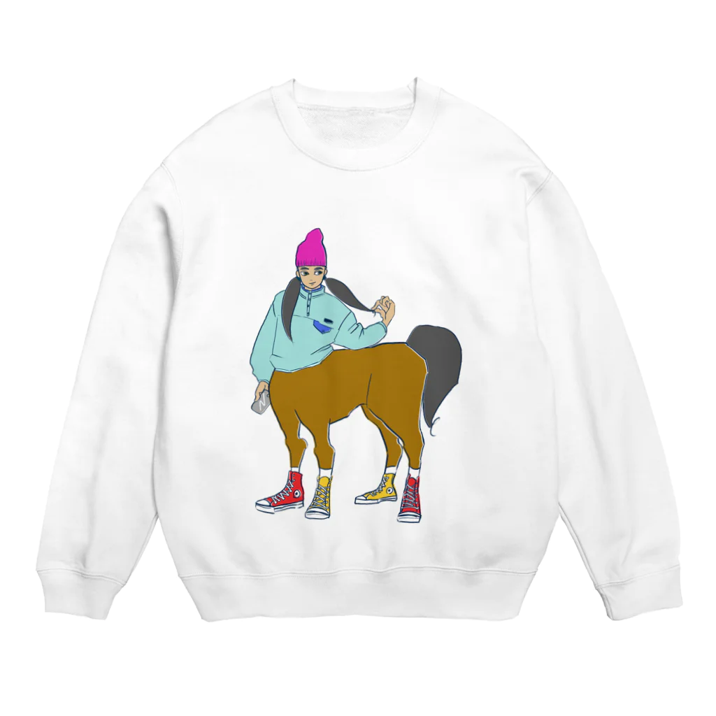 柳沢ユーヲのツインテール子 Crew Neck Sweatshirt