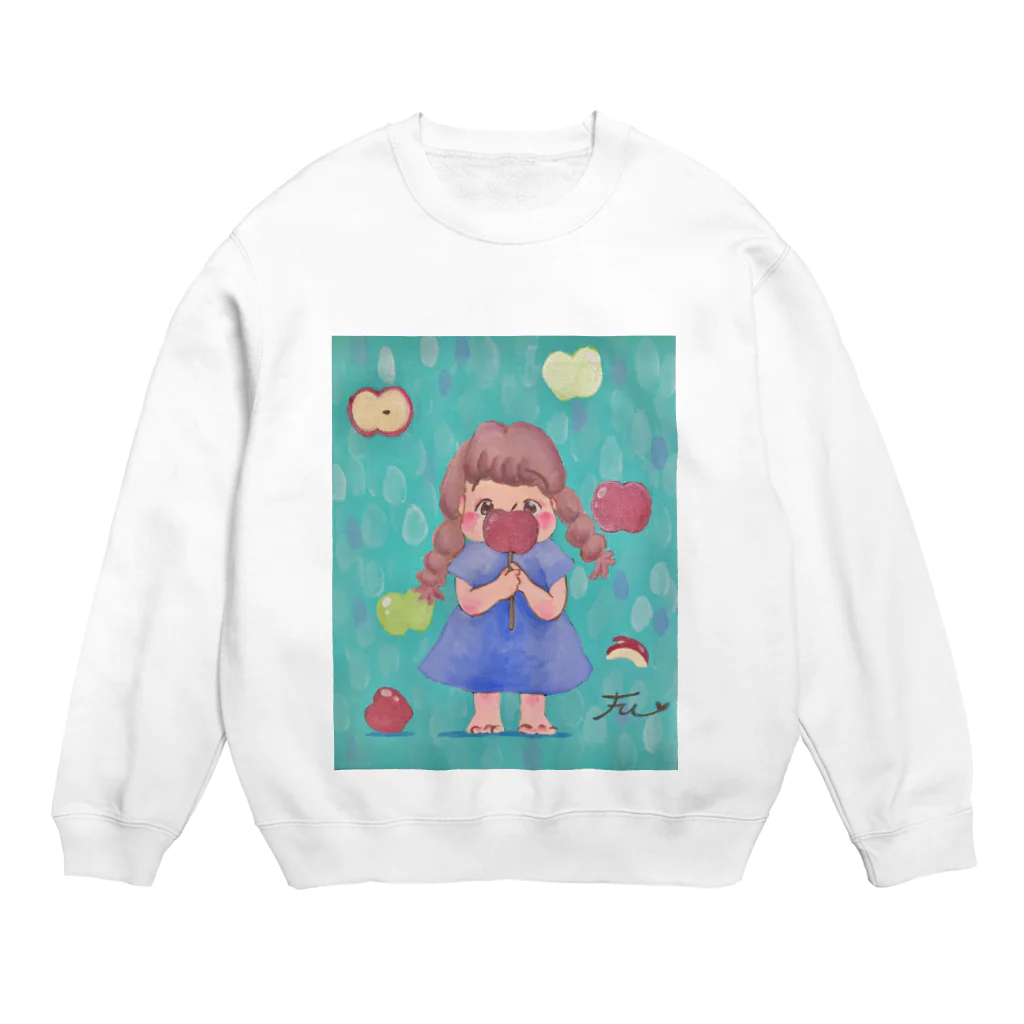 アクリル絵のfuのen-nichi リンゴアメ Crew Neck Sweatshirt