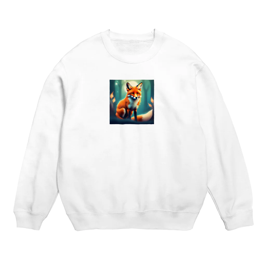 安田ワールドのキツネのイラストグッズ Crew Neck Sweatshirt