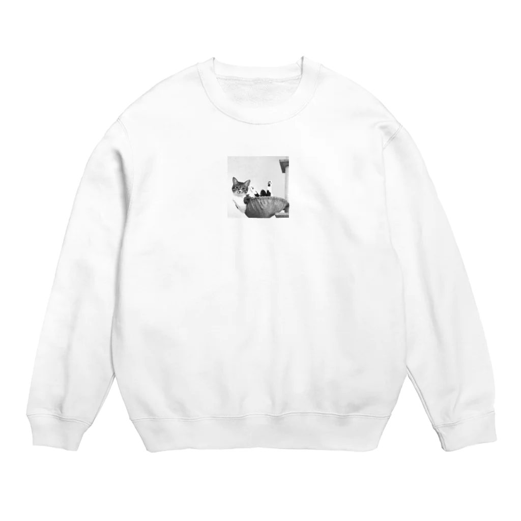 もぎ家の一族の足おっぴろげ　ゆめちゃん　モノクロ Crew Neck Sweatshirt