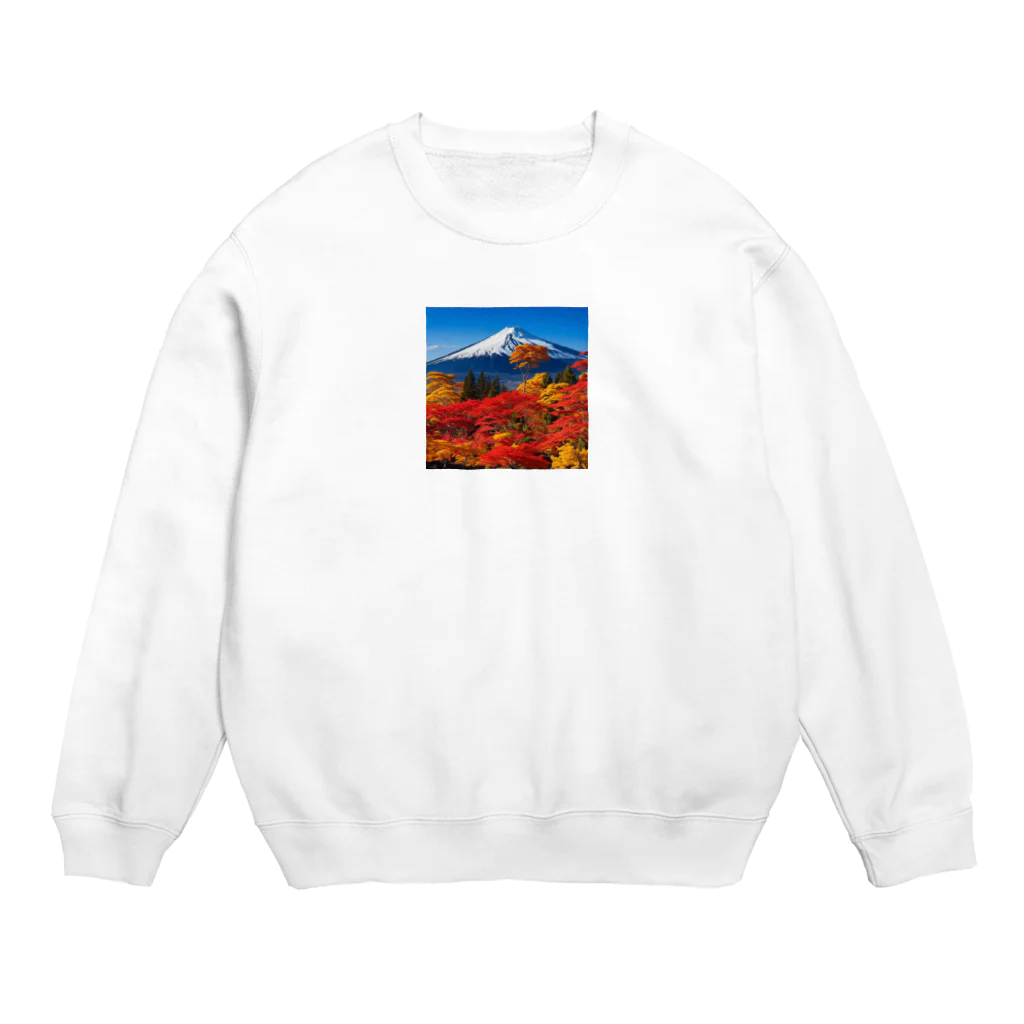 YASU1の秋晴れの空/富士山/色鮮やかな紅葉 Crew Neck Sweatshirt