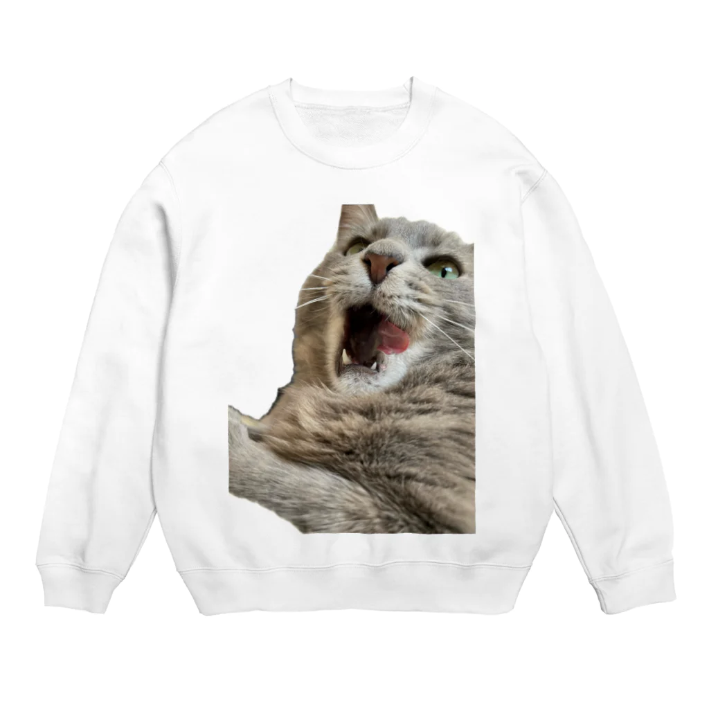 グレージュ猫ロッタン🐈‍⬛のあくびロッタン Crew Neck Sweatshirt