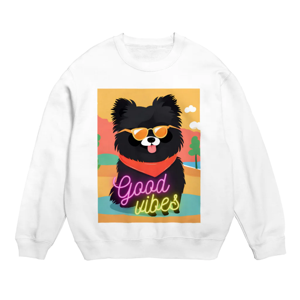 Pom-Dog'sのノリノリ黒ポメ　ポメ男くん Crew Neck Sweatshirt