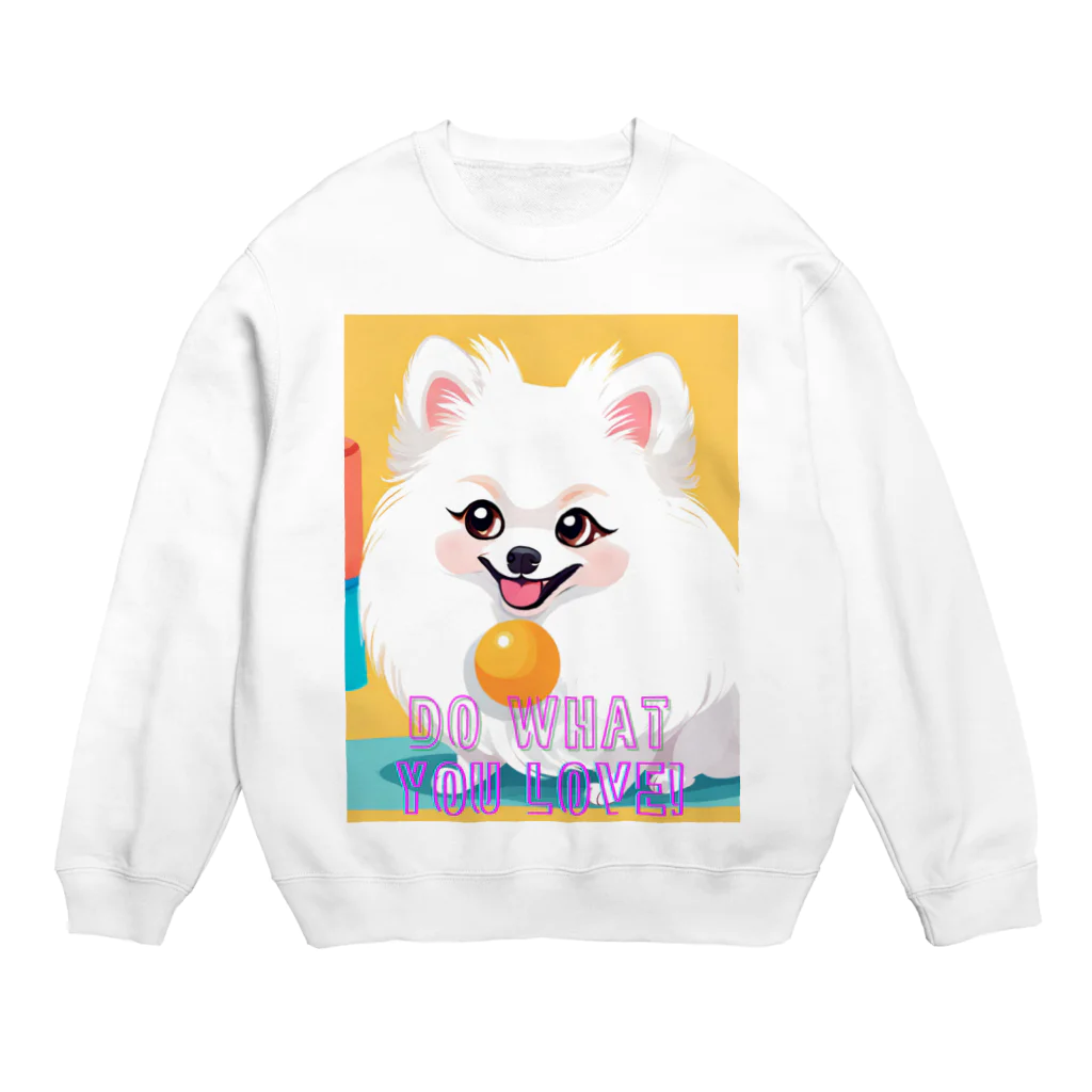 Pom-Dog'sの清楚系白ポメ　ポメ子 Crew Neck Sweatshirt