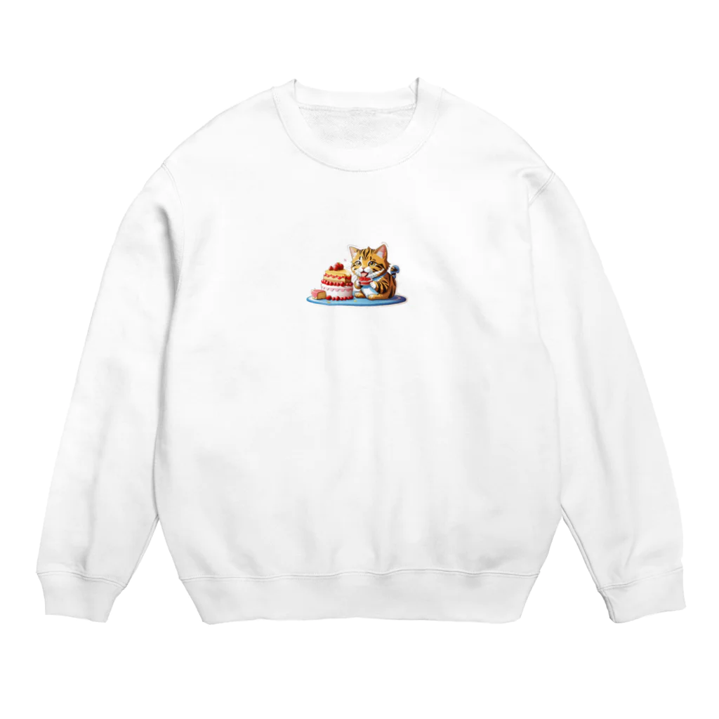 Auraのぱくぱくネコちゃん Crew Neck Sweatshirt