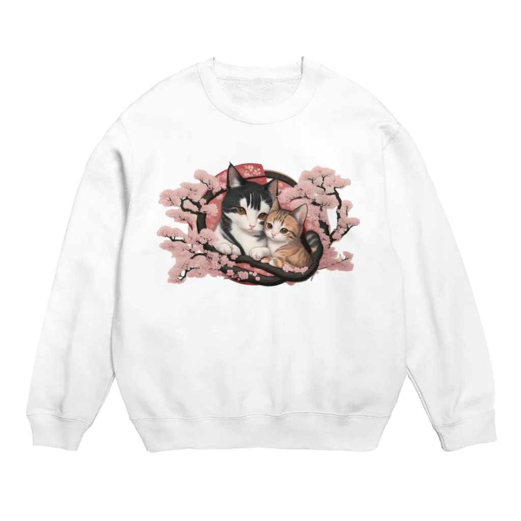 新ーARATAの桜と二匹の猫 Crew Neck Sweatshirt