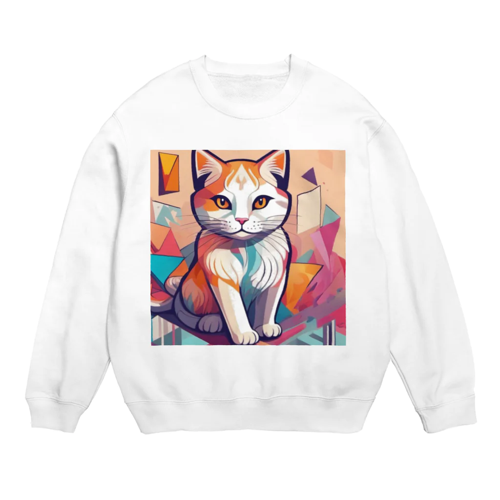 jiji2の額に模様のある猫 Crew Neck Sweatshirt