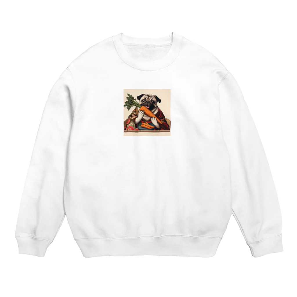 sa_ttyonnのにんじんを持つ パグ Crew Neck Sweatshirt