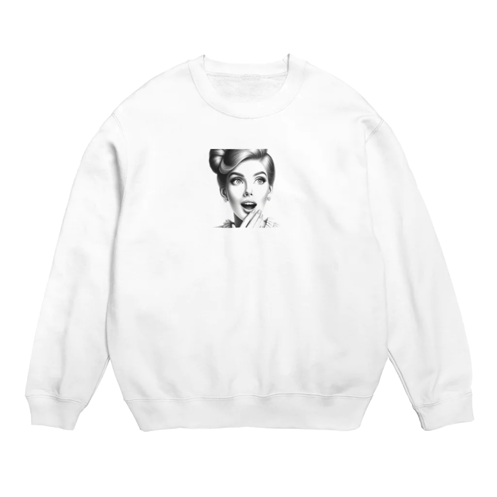 aoyama1964の驚く女性 Crew Neck Sweatshirt