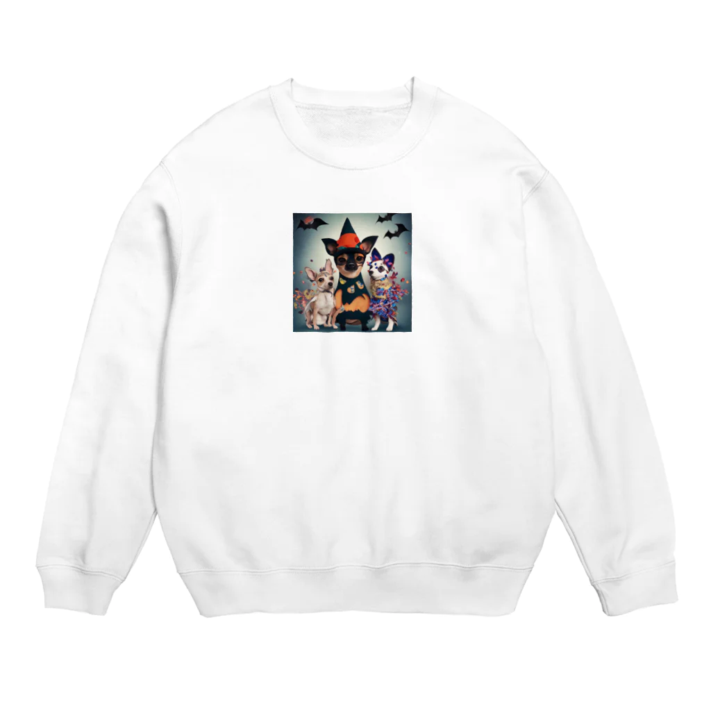 チワワ愛好家ショップの仮装のクリエイティブ！ハロウィン・チワワたち Crew Neck Sweatshirt