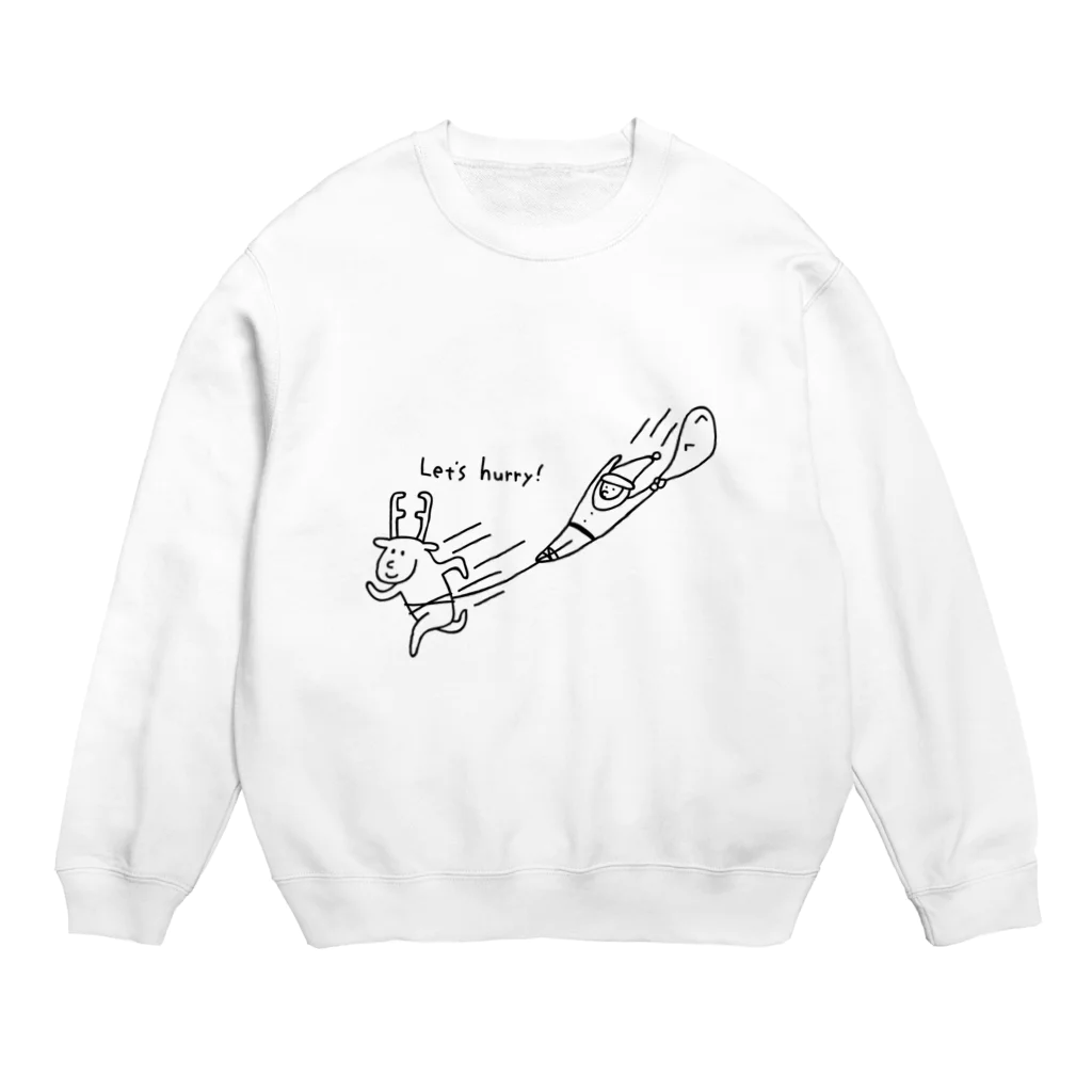 PokuStarの急ぐトナカイ Crew Neck Sweatshirt