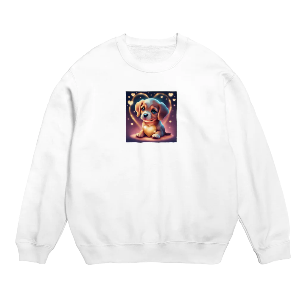 わんにゃんショップのキラキラハートの子犬ちゃん Crew Neck Sweatshirt