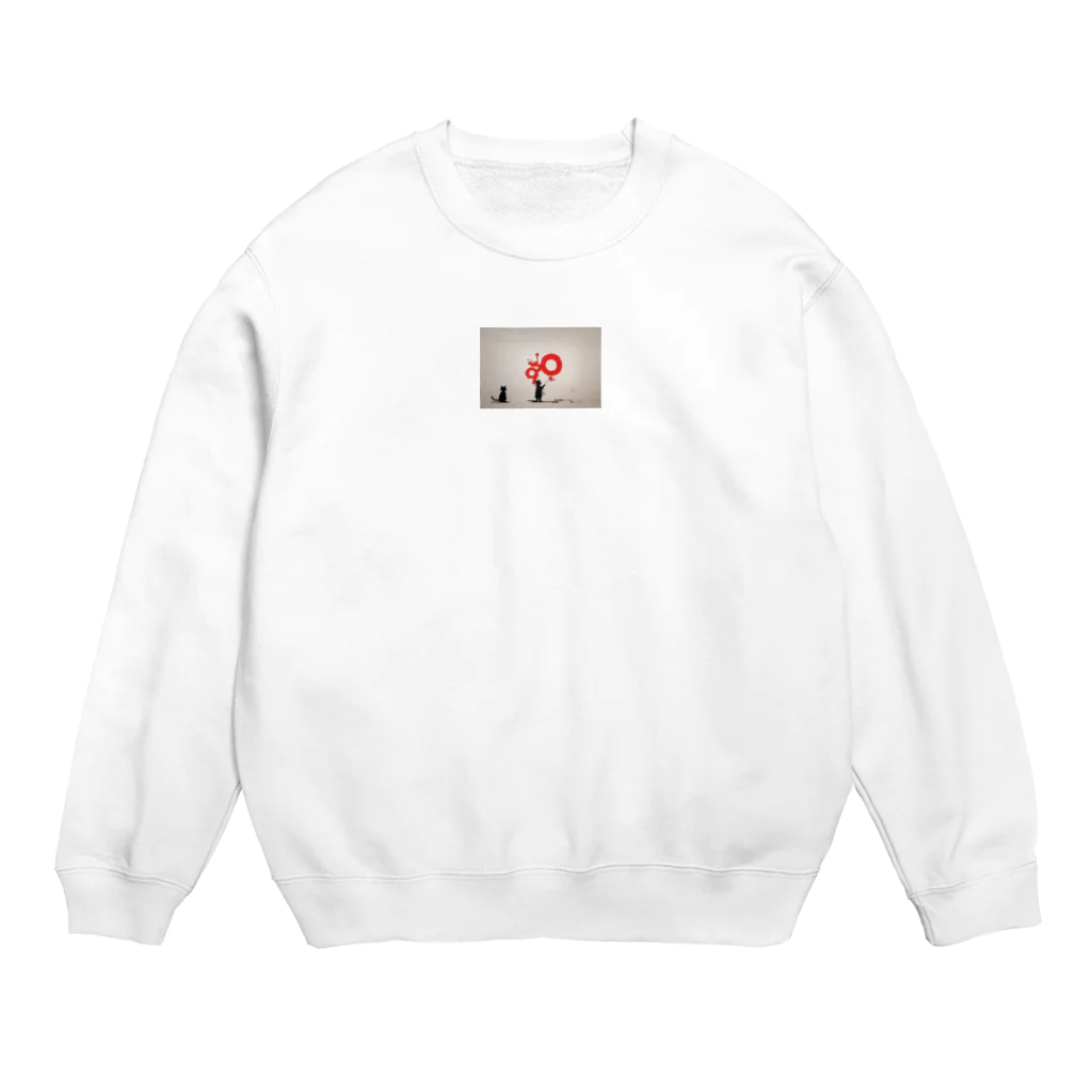 shiba9のバンクシー風　猫のらくがき Crew Neck Sweatshirt