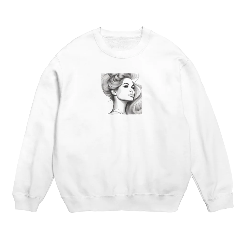 moribouの髪をかき上げる女性アートグッズ Crew Neck Sweatshirt