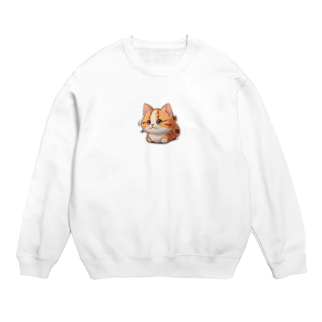 Auraのまん丸猫ちゃん Crew Neck Sweatshirt