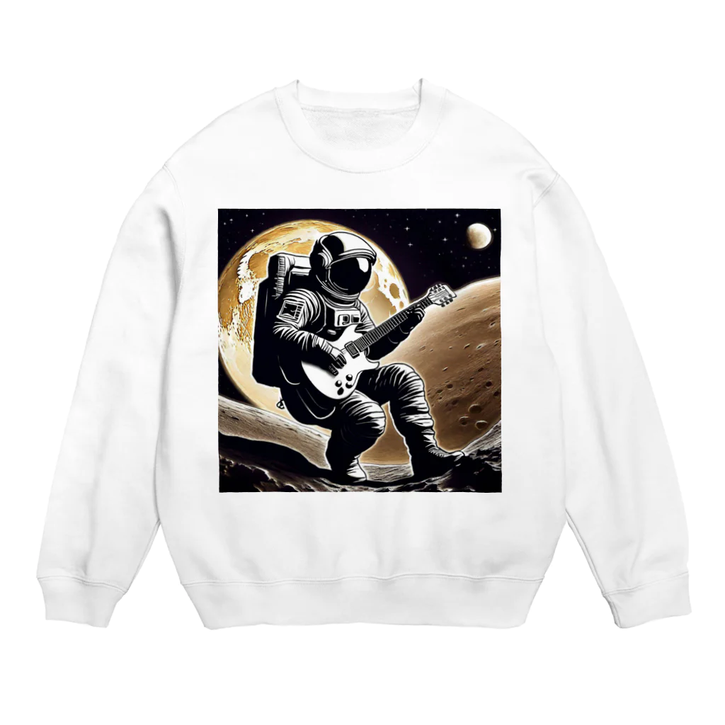 宇宙開発デザイン科の月面のギタリスト Crew Neck Sweatshirt