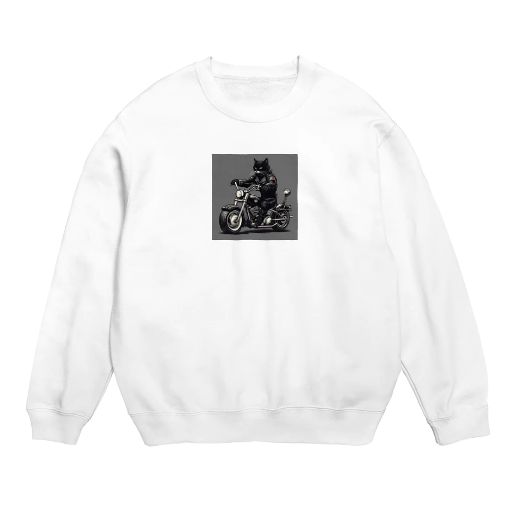 zkunmamaのワイルド黒猫 Crew Neck Sweatshirt