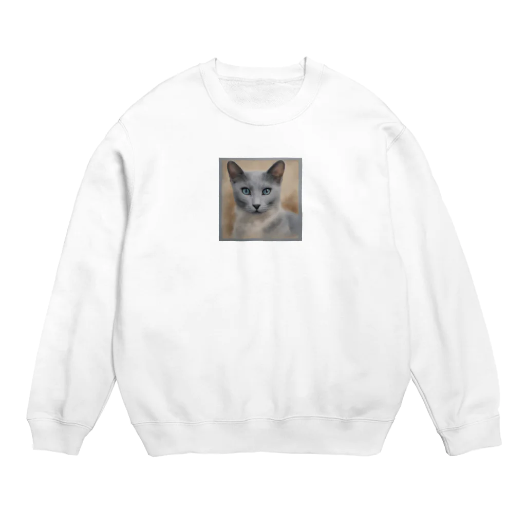 千裕アトリエ（いつもありがとう）のロシアンブルーⅡ　Russian blue cat Crew Neck Sweatshirt