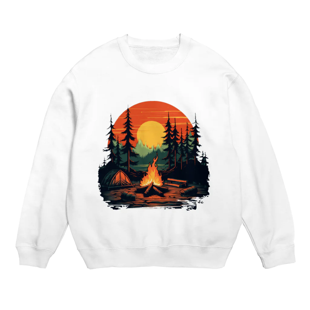 LCOMLの秋の夜のキャンプ Crew Neck Sweatshirt