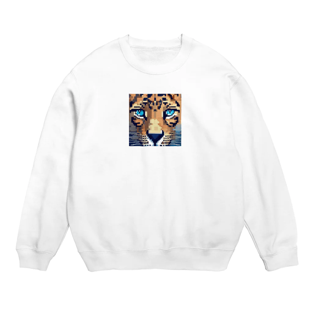 hamusutaroのヒョウピクセルアート Crew Neck Sweatshirt