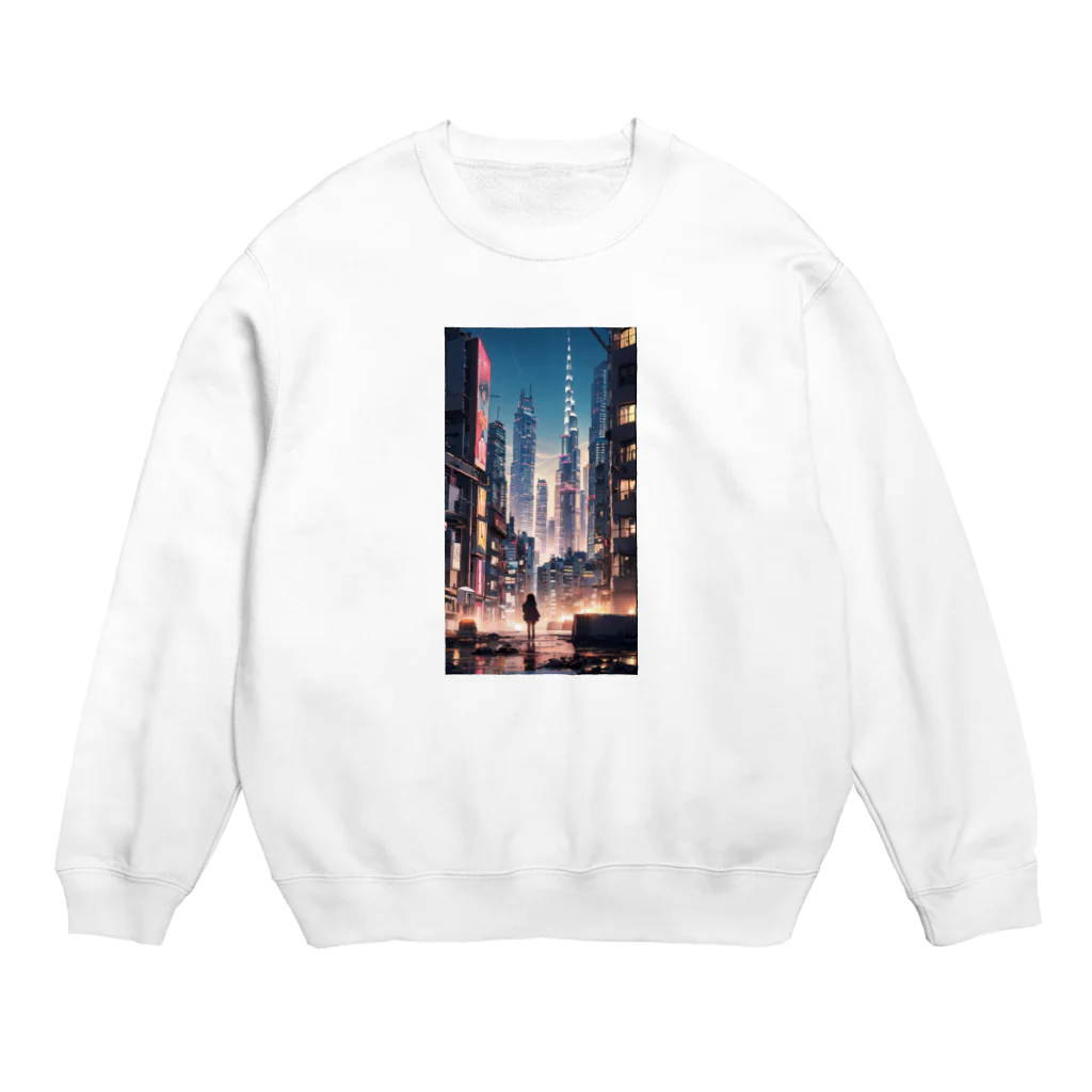 AI職人👨‍🏭のAI「ディストピアに希望の光」 Crew Neck Sweatshirt