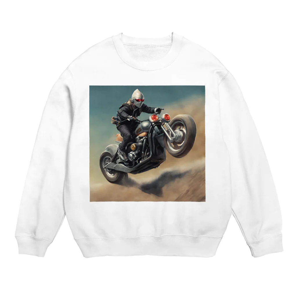 Yamapの仮面のバイク乗り Crew Neck Sweatshirt