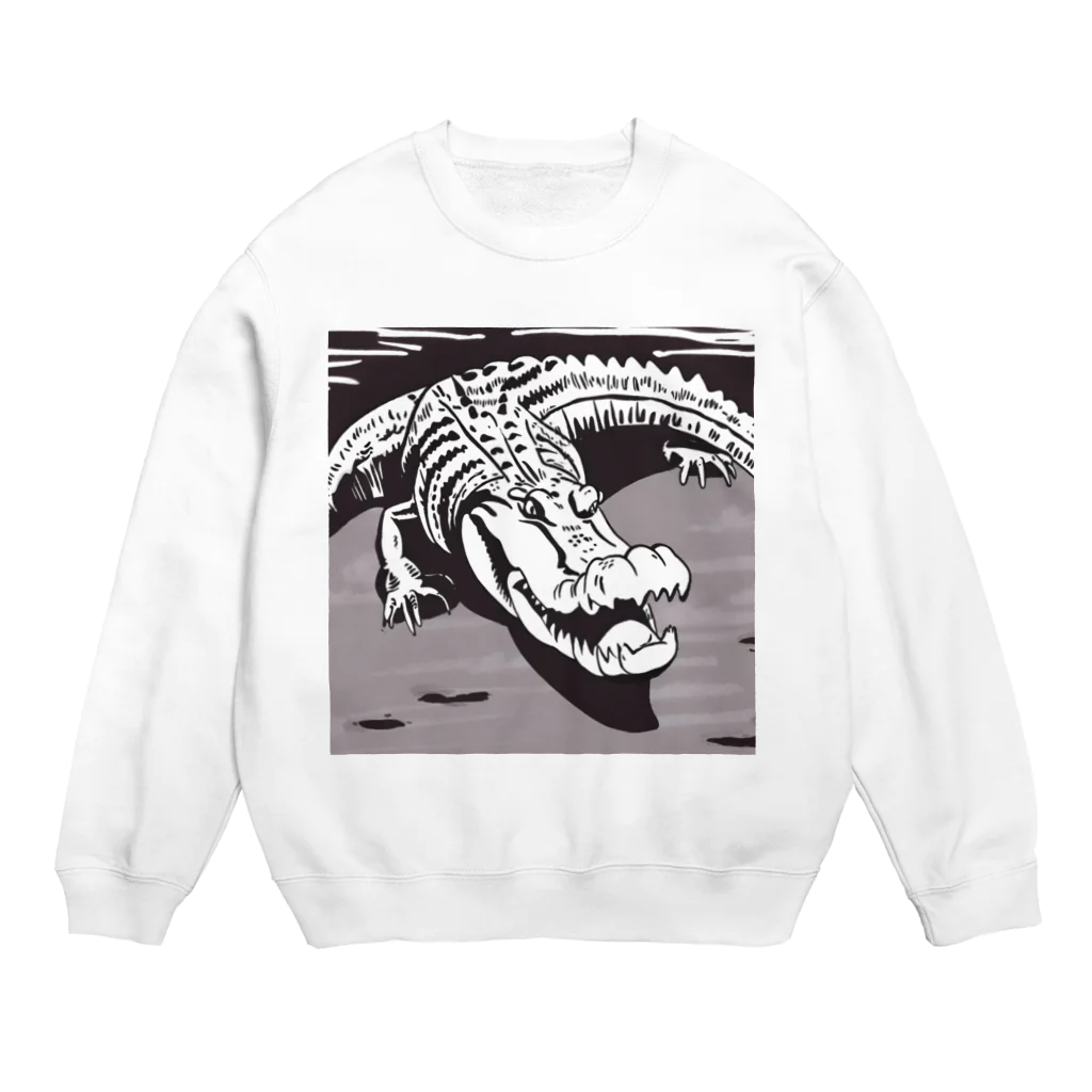 デイリーニューアイテムストアの少しだけ可愛いワニさん Crew Neck Sweatshirt