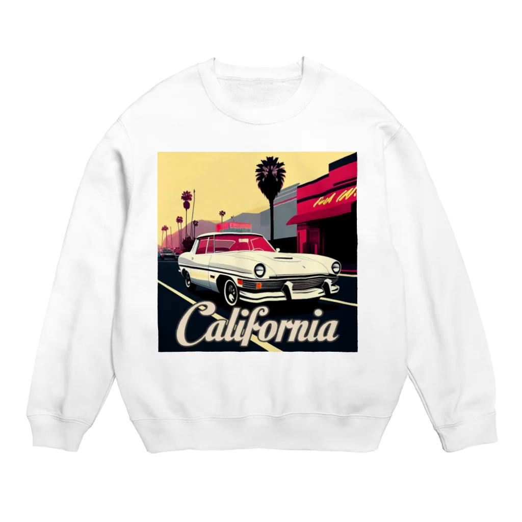 めそぽのカリフォルニアの白い車 Crew Neck Sweatshirt