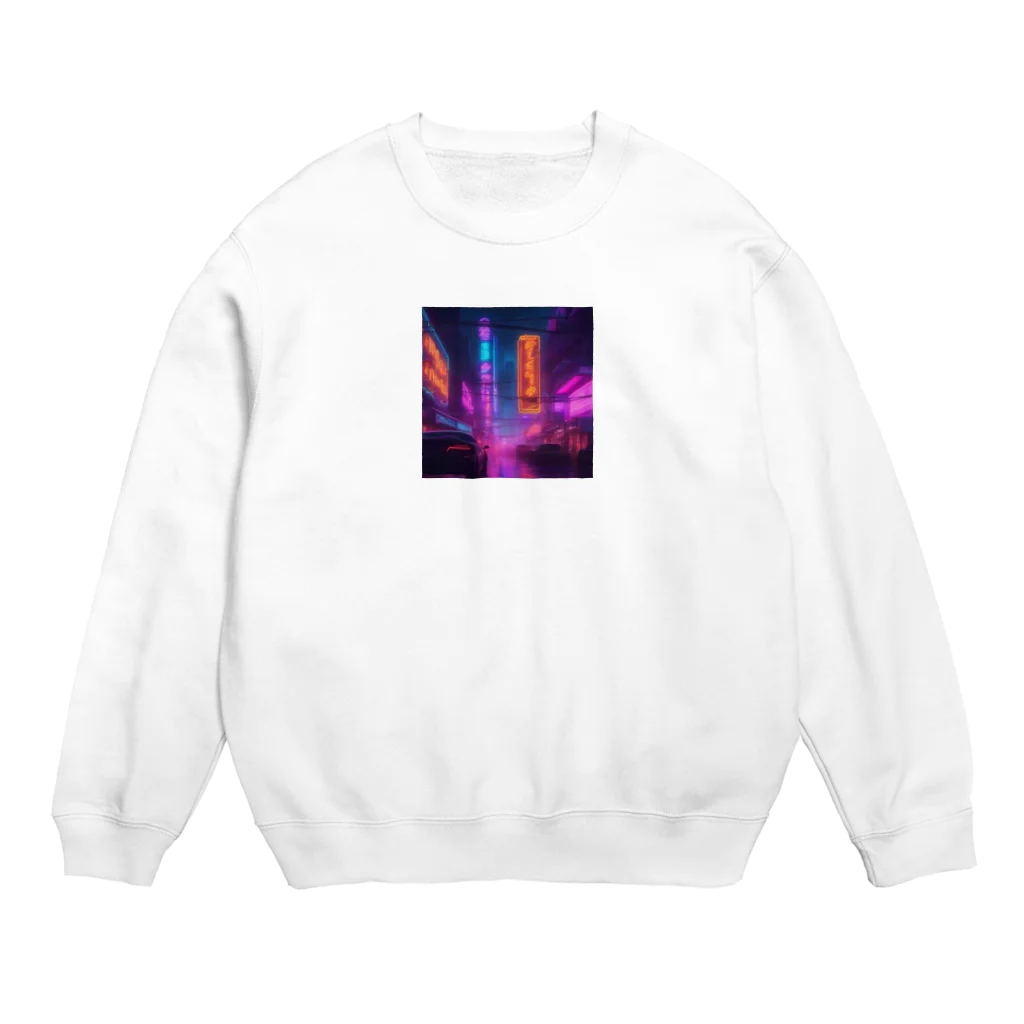 rico_121の雨のネオン街 Crew Neck Sweatshirt