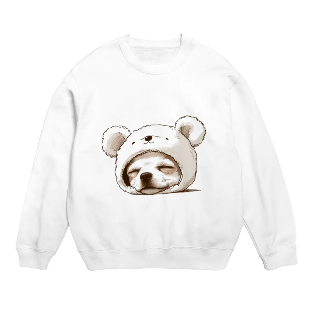 わんにゃんsucculentのクマのコスプレをしたチワワ Crew Neck Sweatshirt