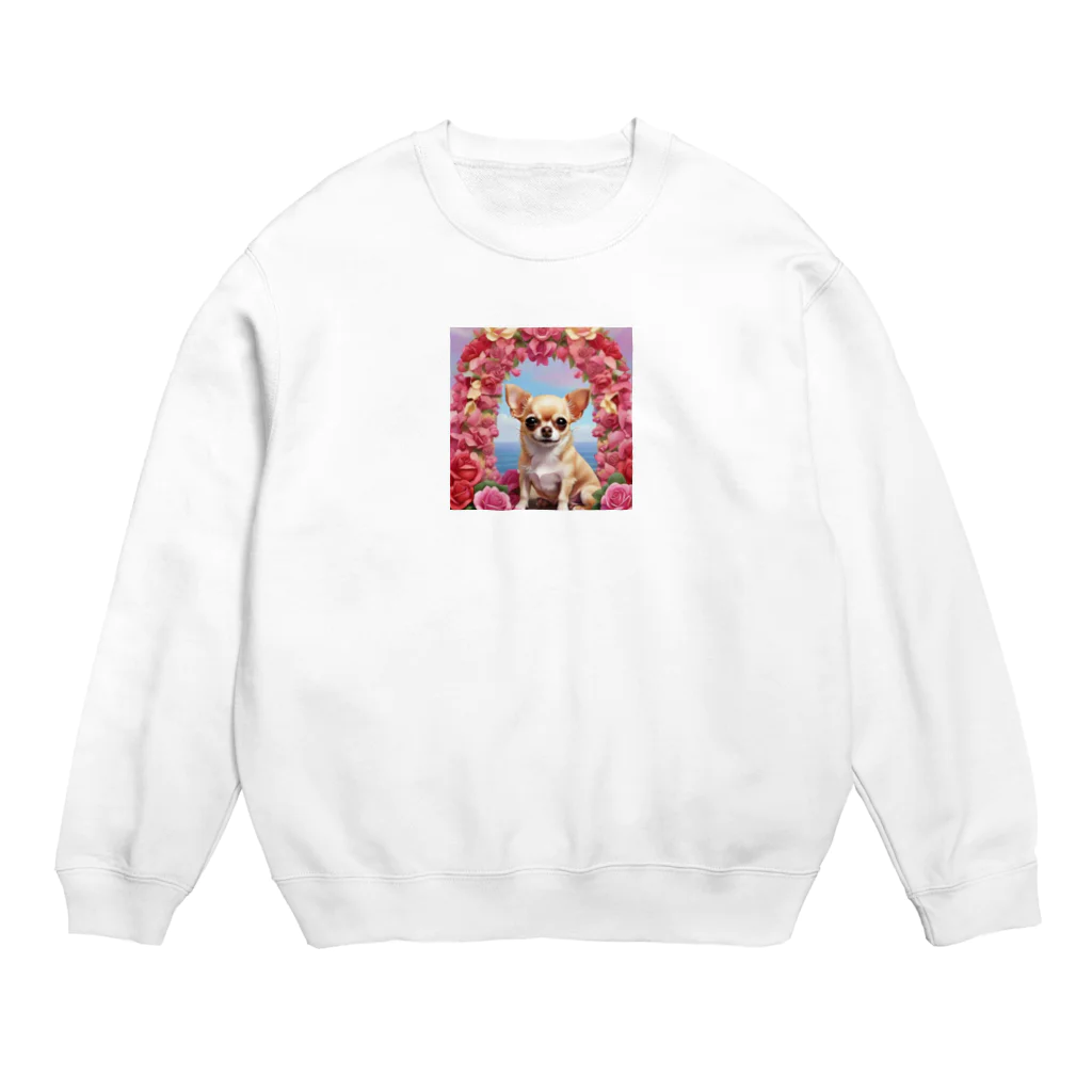 チワワ愛好家ショップの王室の秘密とチワワと薔薇 Crew Neck Sweatshirt