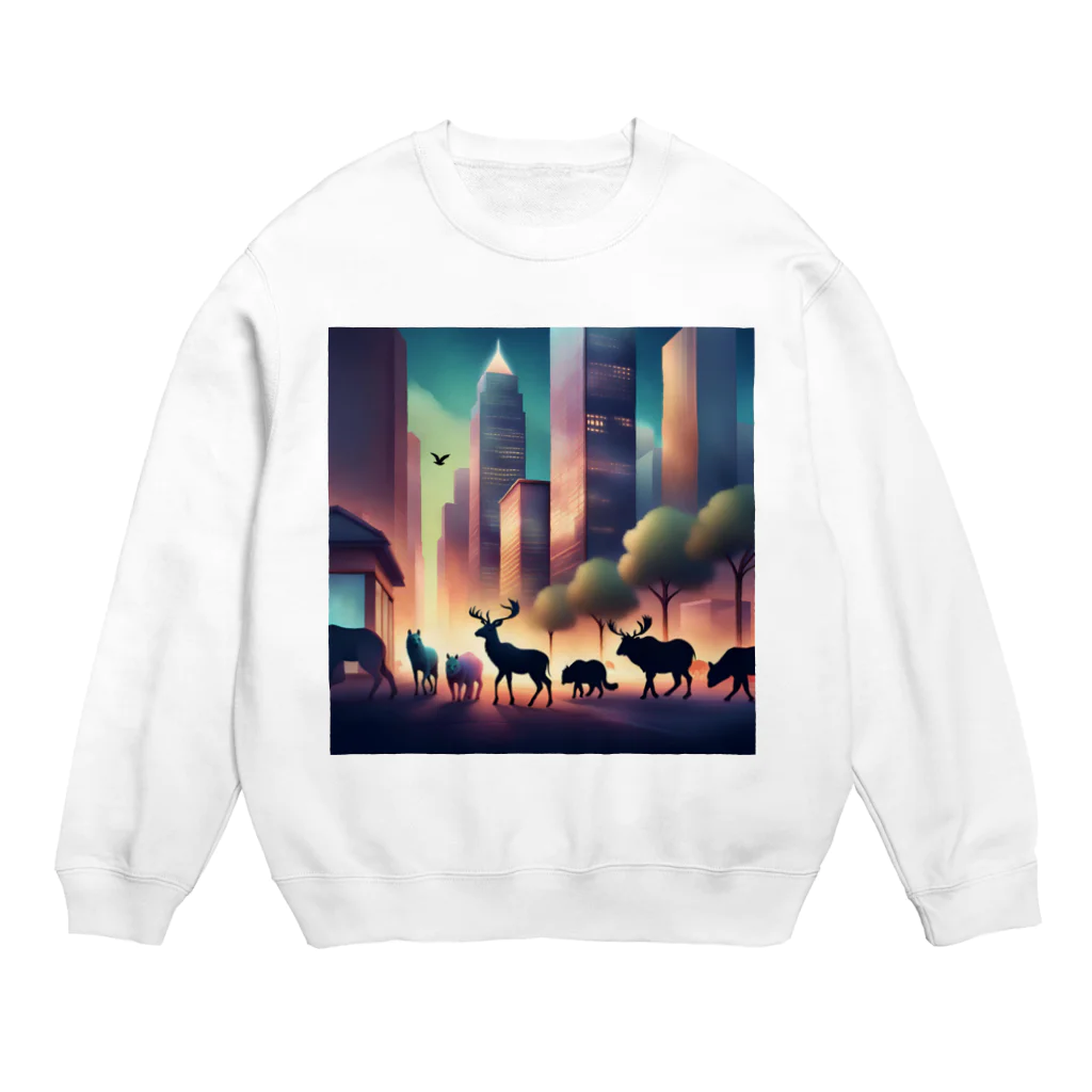 animalsのジャングルを抜け出し都会に来た動物たち Crew Neck Sweatshirt